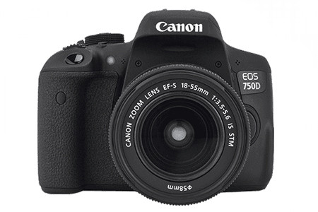Canon D750 camera with primary lens 